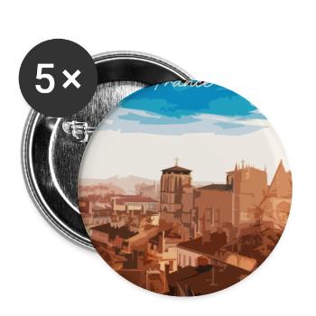 Lyon - Lot de 5 grands badges (56 mm) - blanc - Devant