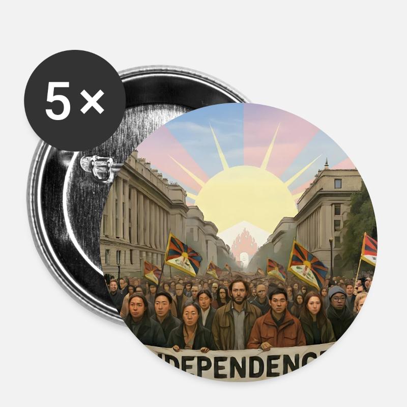 Tibetan Independence Protest - Buttons large 2.2''/56 mm (5-pack) - white
