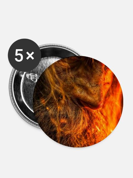 Feuriges Glutkrieger-Porträt - Buttons groß 56 mm (5er Pack) - Weiß