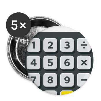 Taschenrechner Kostüm Karneval Fasching Nerd  - Buttons groß 56 mm (5er Pack) - Weiß - Vorne