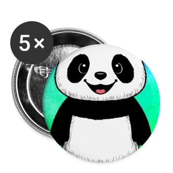 panda - Lot de 5 grands badges (56 mm) - blanc - Devant