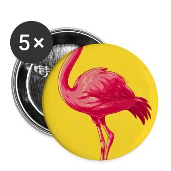 Flamingo - Buttons groß 56 mm (5er Pack) - Weiß - Vorne