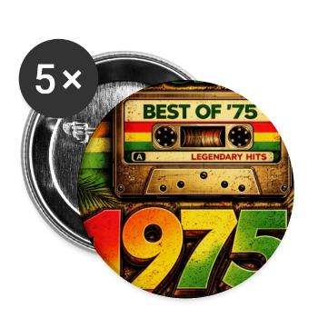 Édition Limitée originale 1975 - Lot de 5 grands badges (56 mm) - blanc - Devant