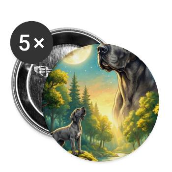 Hurler au chien mème de la Lune Grand Danois - Lot de 5 grands badges (56 mm) - blanc - Devant