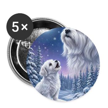 Howling to the Moon Meme Hund Malteser - Buttons groß 56 mm (5er Pack) - Weiß - Vorne