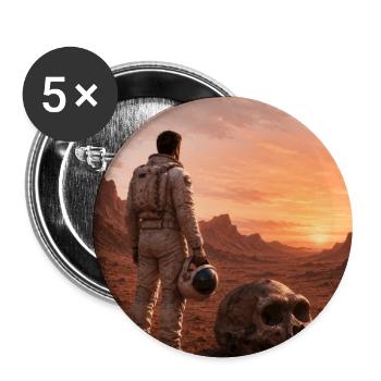 Astronaute et Crâne sur la planète rouge - Lot de 5 grands badges (56 mm) - blanc - Devant