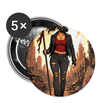 Punk-Krieger in Trümmern - Buttons groß 56 mm (5er Pack) - Weiß - Vorne
