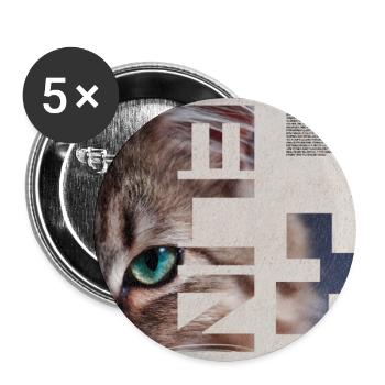 Katzenporträt-Geometrische Collage - Buttons groß 56 mm (5er Pack) - Weiß - Vorne