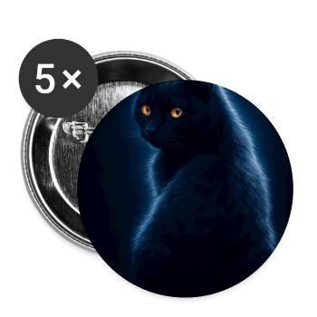 Nocturne Katze im Indigo-Glanz - Buttons groß 56 mm (5er Pack) - Weiß - Vorne