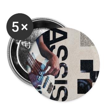 Bass Electric Bass Art - Buttons groß 56 mm (5er Pack) - Weiß - Vorne