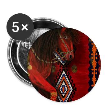 Rotes Pferd auf geometrischem Teppich - Buttons groß 56 mm (5er Pack) - Weiß - Vorne