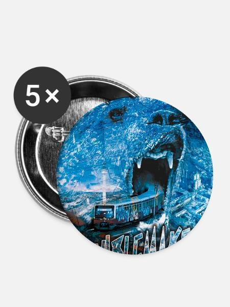 Berlin - Buttons groß 56 mm (5er Pack) - Weiß