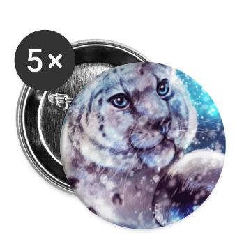 Die Schneeleopardin - Buttons groß 56 mm (5er Pack) - Weiß - Vorne