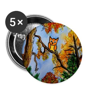 EG Flowers I Autumn I Gift I Colorful I Owl - Buttons large 2.2''/56 mm (5-pack) - white - Front