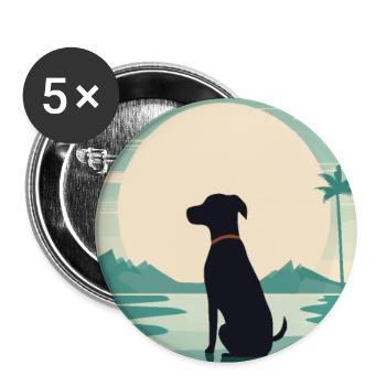 dog by the water - Buttons large 2.2''/56 mm (5-pack) - white - Front