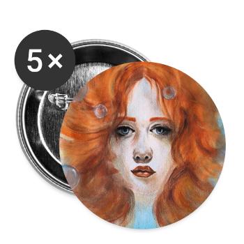 Redhead Woman Portrait Mermaid with Bubbles - Buttons large 2.2''/56 mm (5-pack) - white - Front