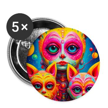 Visages Cosmiques Esquissés en Vifs Couleurs - Lot de 5 grands badges (56 mm) - blanc - Devant
