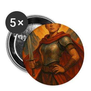 Heldin Ritter im Feuer - Buttons groß 56 mm (5er Pack) - Weiß - Vorne