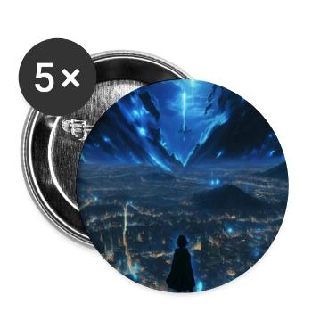 Leuchtende Stadt unter elektrischem Himmel - Buttons groß 56 mm (5er Pack) - Weiß - Vorne