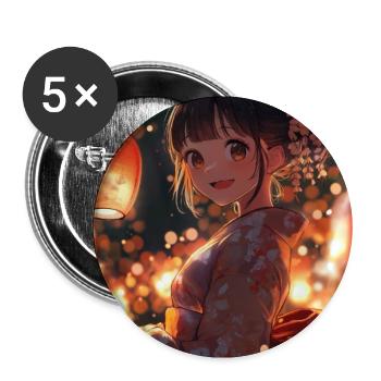 Luminous yukata festival night - Buttons large 2.2''/56 mm (5-pack) - white - Front