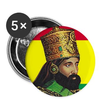 Haile Selassie I Jah Rastafari Rasta Reggae Roots - Buttons large 2.2''/56 mm (5-pack) - white - Front