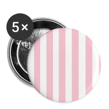Streifen - rosa weiß personalisierbar - Buttons groß 56 mm (5er Pack) - Weiß - Vorne