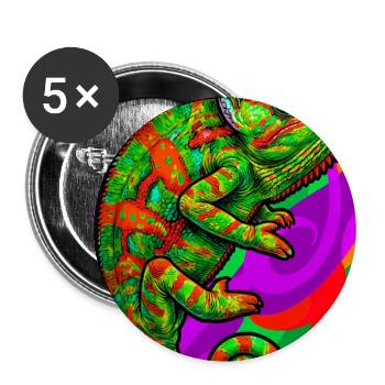 Chamäleon - Buttons groß 56 mm (5er Pack) - Weiß - Vorne