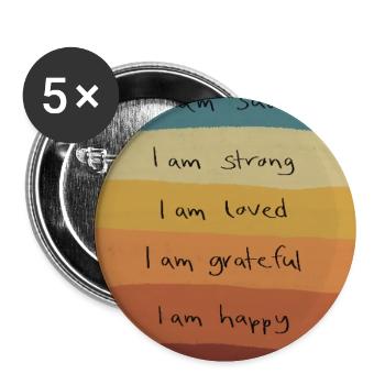 Affirmations arc-en-ciel - Lot de 5 grands badges (56 mm) - blanc - Devant