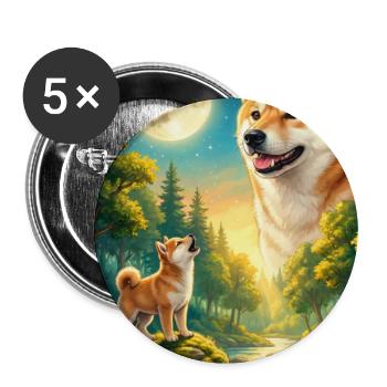 Hurler à la Lune Chien Mème Shiba Inu - Lot de 5 grands badges (56 mm) - blanc - Devant