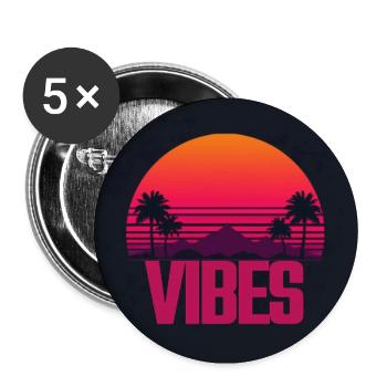 Retro Sonnenuntergang Vibes 80er Style - Buttons groß 56 mm (5er Pack) - Weiß - Vorne