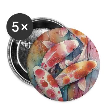 Multicolor Watercolor Koi - Buttons large 2.2''/56 mm (5-pack) - white - Front