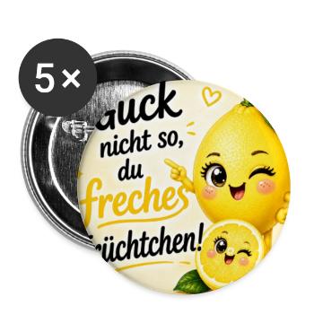 Freches Früchtchen - Buttons groß 56 mm (5er Pack) - Weiß - Vorne