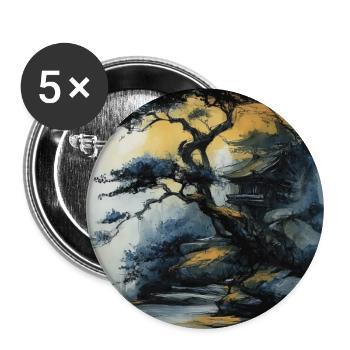 Einsame Kiefer auf leuchtender Klippe - Buttons groß 56 mm (5er Pack) - Weiß - Vorne