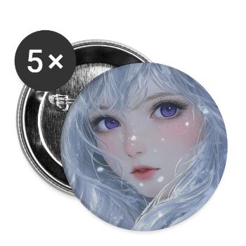 Eiskaltes Haar und violette Augen - Buttons groß 56 mm (5er Pack) - Weiß - Vorne