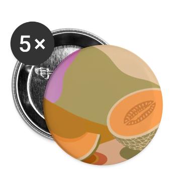 Melone in warmen Farben – modernes Frucht Motiv - Buttons groß 56 mm (5er Pack) - Weiß - Vorne