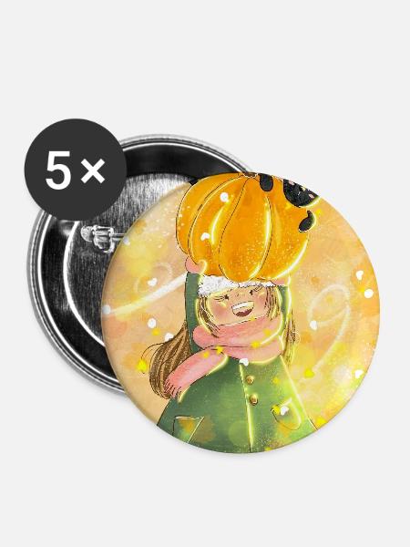 Herbst-Pumpkinhut-Katzenabenteuer - Buttons groß 56 mm (5er Pack) - Weiß