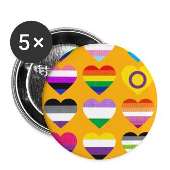 LGBTQIA+ / WE ARE ALL HUMAN - Buttons groß 56 mm (5er Pack) - Weiß - Vorne