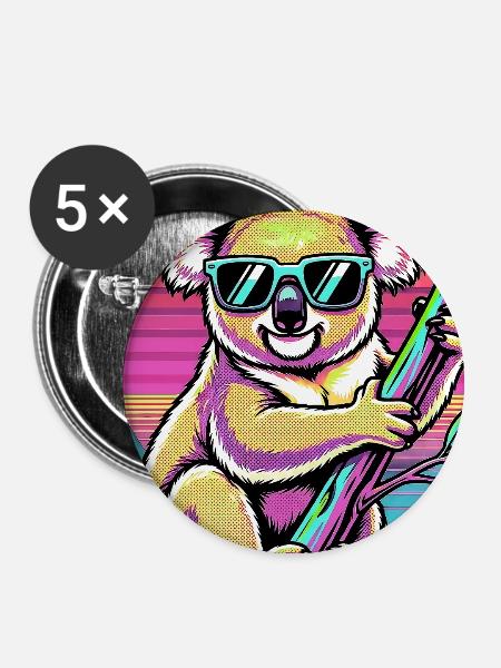 Koala - Buttons groß 56 mm (5er Pack) - Weiß