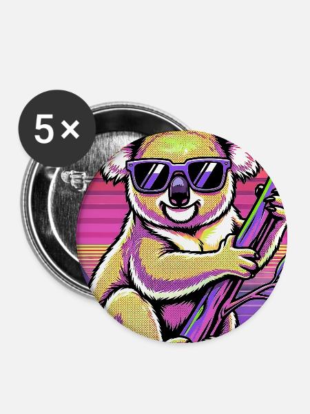 Koala - Buttons groß 56 mm (5er Pack) - Weiß