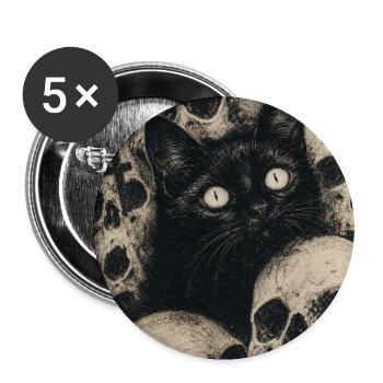 Okkulte Katze - Buttons groß 56 mm (5er Pack) - Weiß - Vorne