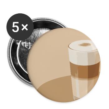 Latte Macchiato – Minimalistisches Kaffee-Motiv - Buttons groß 56 mm (5er Pack) - Weiß - Vorne