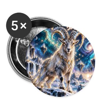 Kosmischer Steinbock im Sternmeer - Buttons groß 56 mm (5er Pack) - Weiß - Vorne