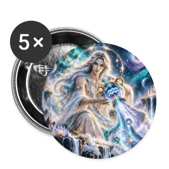 Wassermann mit Sternenstrahl - Buttons groß 56 mm (5er Pack) - Weiß - Vorne