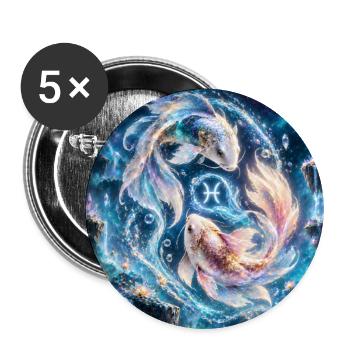Sternzeichen Fische im Kosmos: Sternenfluss - Buttons groß 56 mm (5er Pack) - Weiß - Vorne