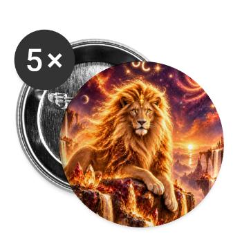 Löwe im kosmischen Feuerreich - Buttons groß 56 mm (5er Pack) - Weiß - Vorne