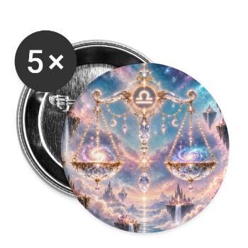Himmelswaage im Sternenreich - Buttons groß 56 mm (5er Pack) - Weiß - Vorne