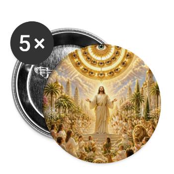 Gott Jesus Bibel Glaube Poster T-Shirt - Buttons groß 56 mm (5er Pack) - Weiß - Vorne
