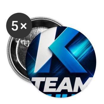 Kuhn Team Neon Blau Namensschild Namen Nachname - Buttons groß 56 mm (5er Pack) - Weiß - Vorne