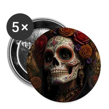 Halloween Sugar Skull Sugarskull Tarot - Buttons groß 56 mm (5er Pack) - Weiß - Vorne
