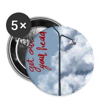Wolken und Straßenlaterne am Himmel - Buttons groß 56 mm (5er Pack) - Weiß - Vorne